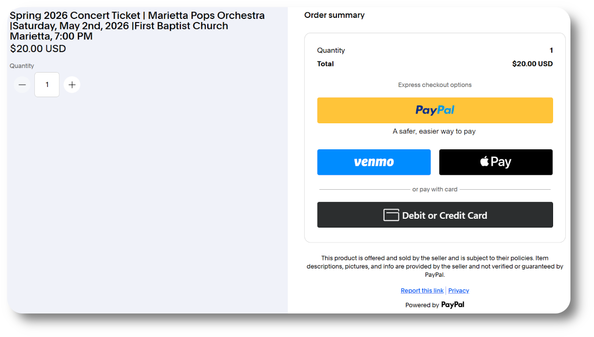 ticket pre-sale sample